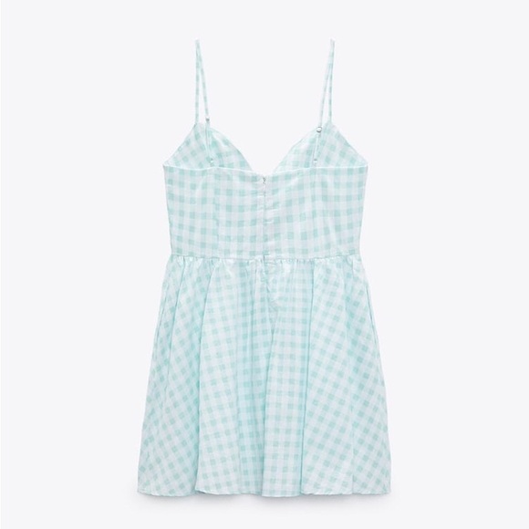 ZARA GINGHAM BEADED FLOWER DETAILED DRESS WITH POCKETS - Picture 9 of 14